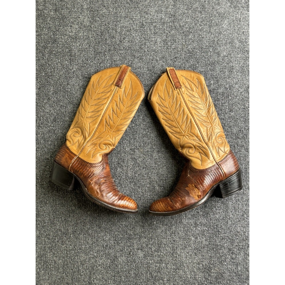 Womens Dan Post Vintage Teju Lizard Western Cowboy Boots Made in USA, Size 5 C